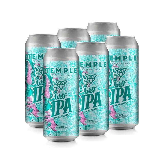 Sixpack Lata Temple Wolf Ipa 0.0% 473ml x 6u