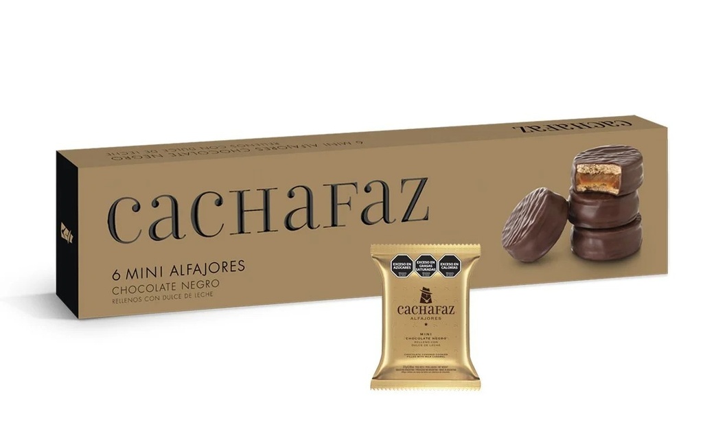 Alfajor cachafaz mini de chocolate negro x 24u
