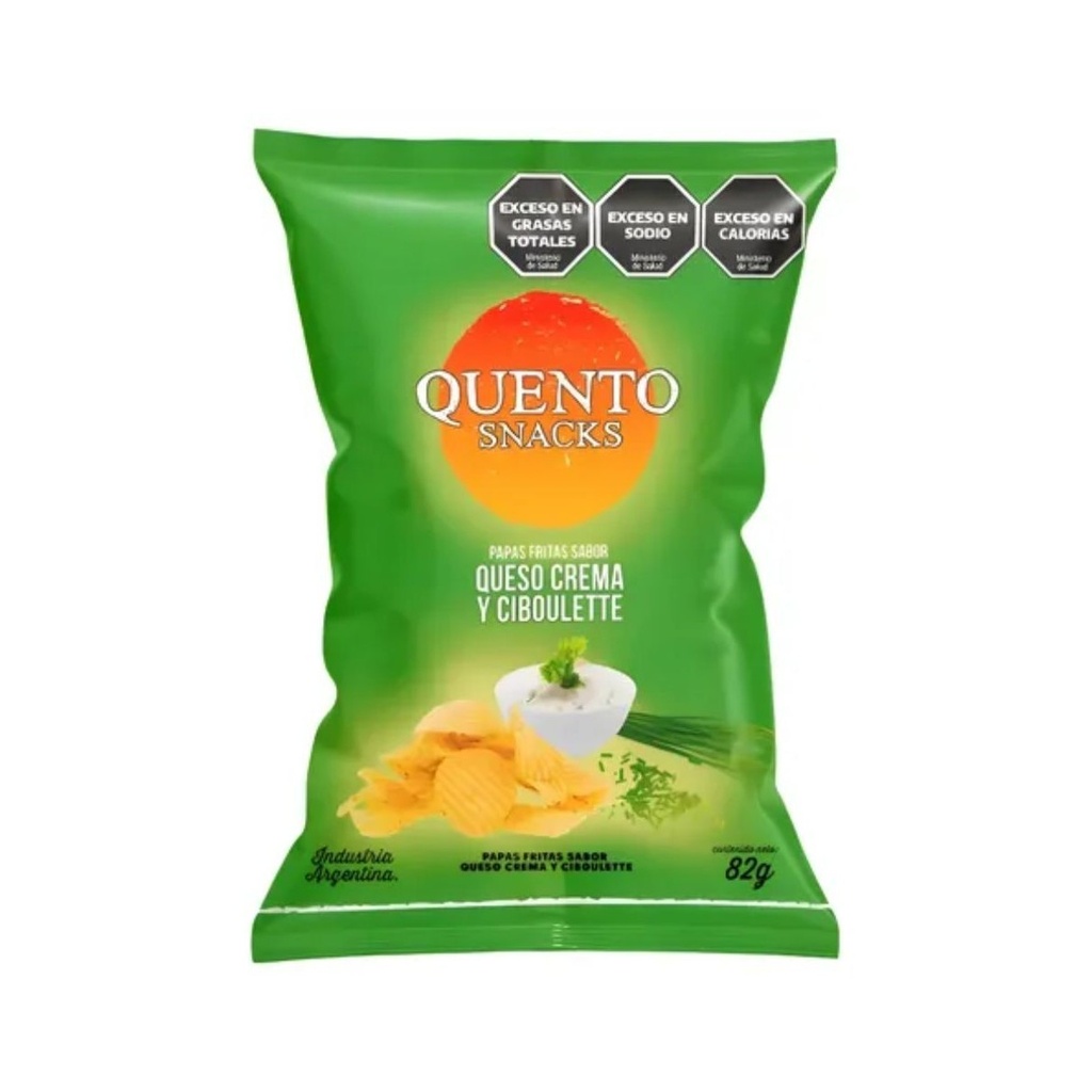 Papas Queso crema y ciboullete Quento 82gr x 18u