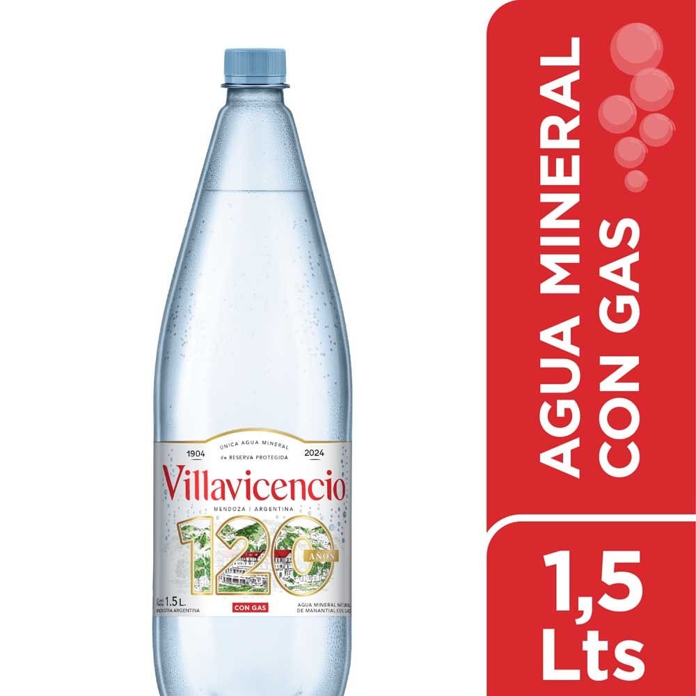 Agua Villavicencio Con Gas 1,5l x 6u