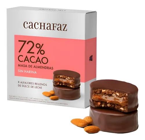 Alfajor Cachafaz Almendras Chocolate 72% Cacao Display 60gr x 1u