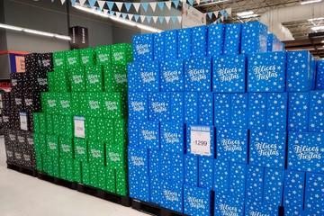 Caja Navideña Economica Celeste  x 1u