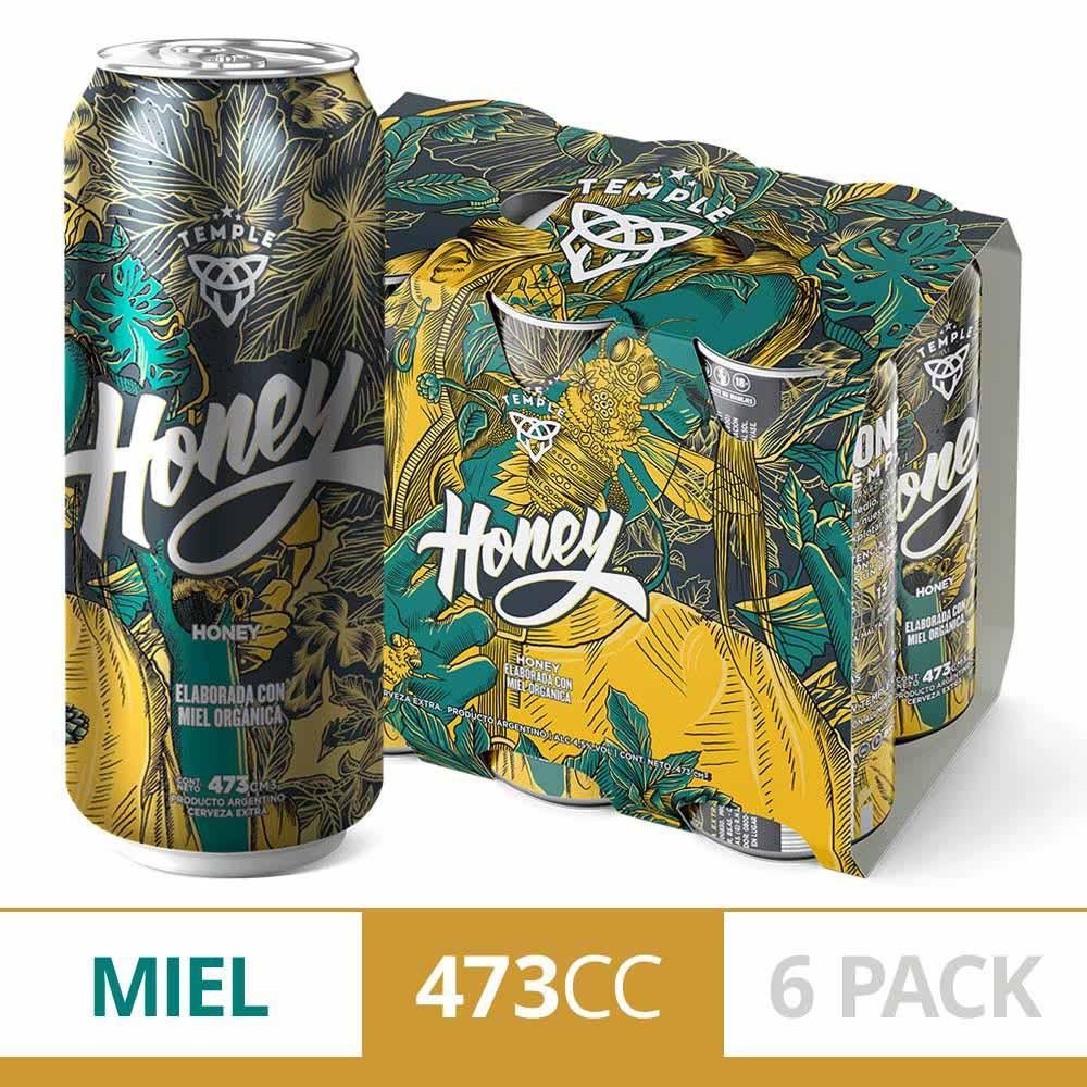 Cerveza Temple Honey Lata 473ml x 24u