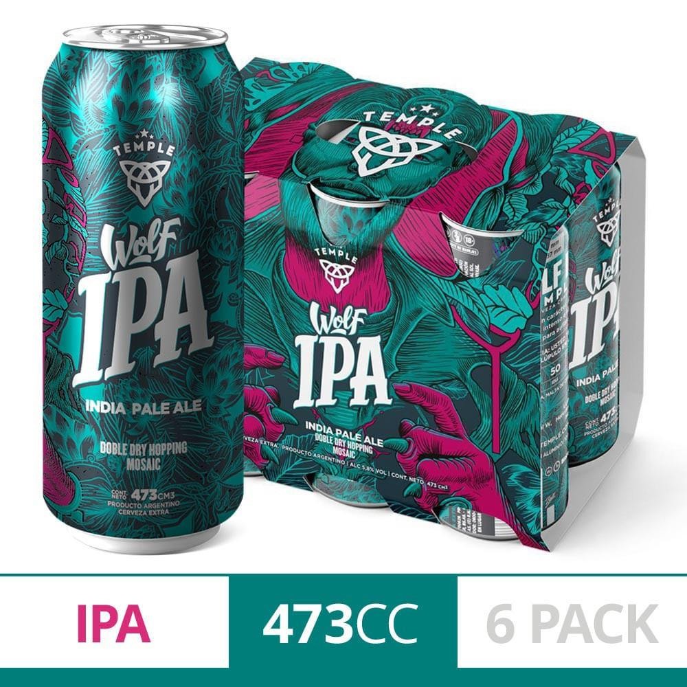 Cerveza Temple Wolf Lata 473ml x 24u