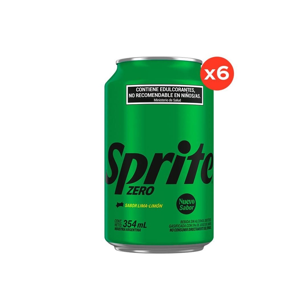 Gaseosa Sprite Zero Lata 354ml x 6u