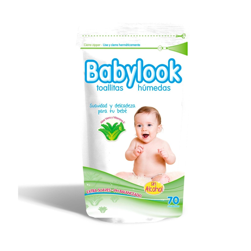 Toallitas Humedas P/Bebe Babylook C/Aloe Vera Display X 70U Caja De 24  x 24u