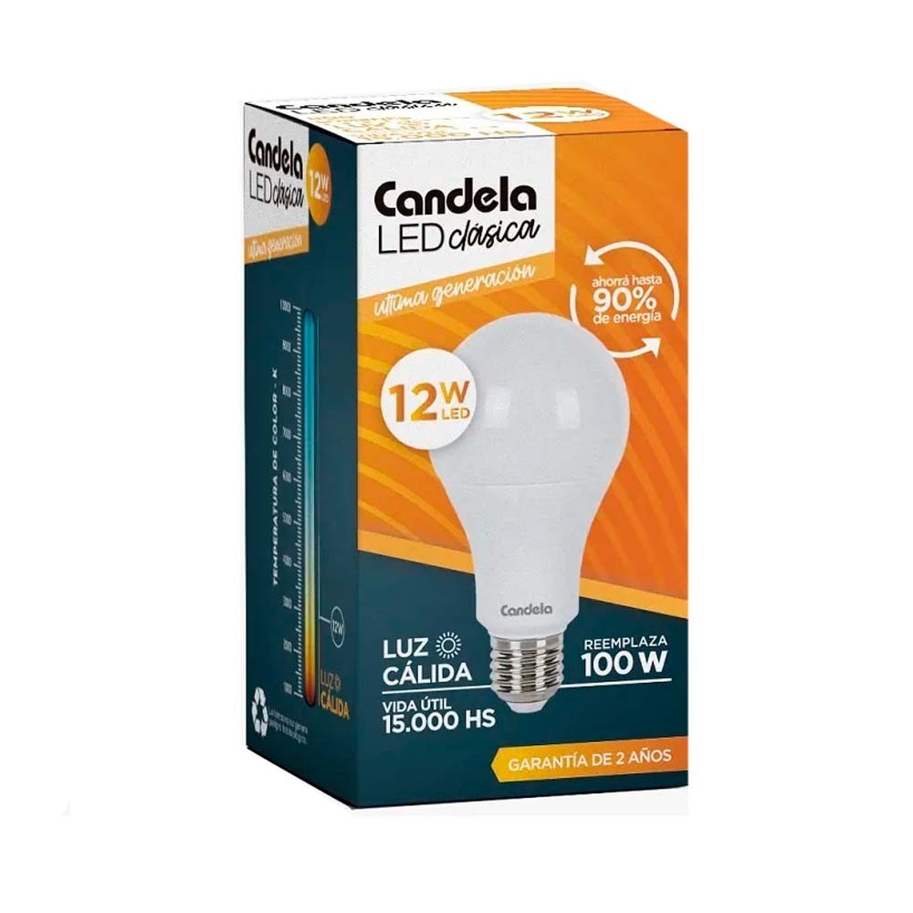 Lampara Led Candela 12W Calida  x 5u