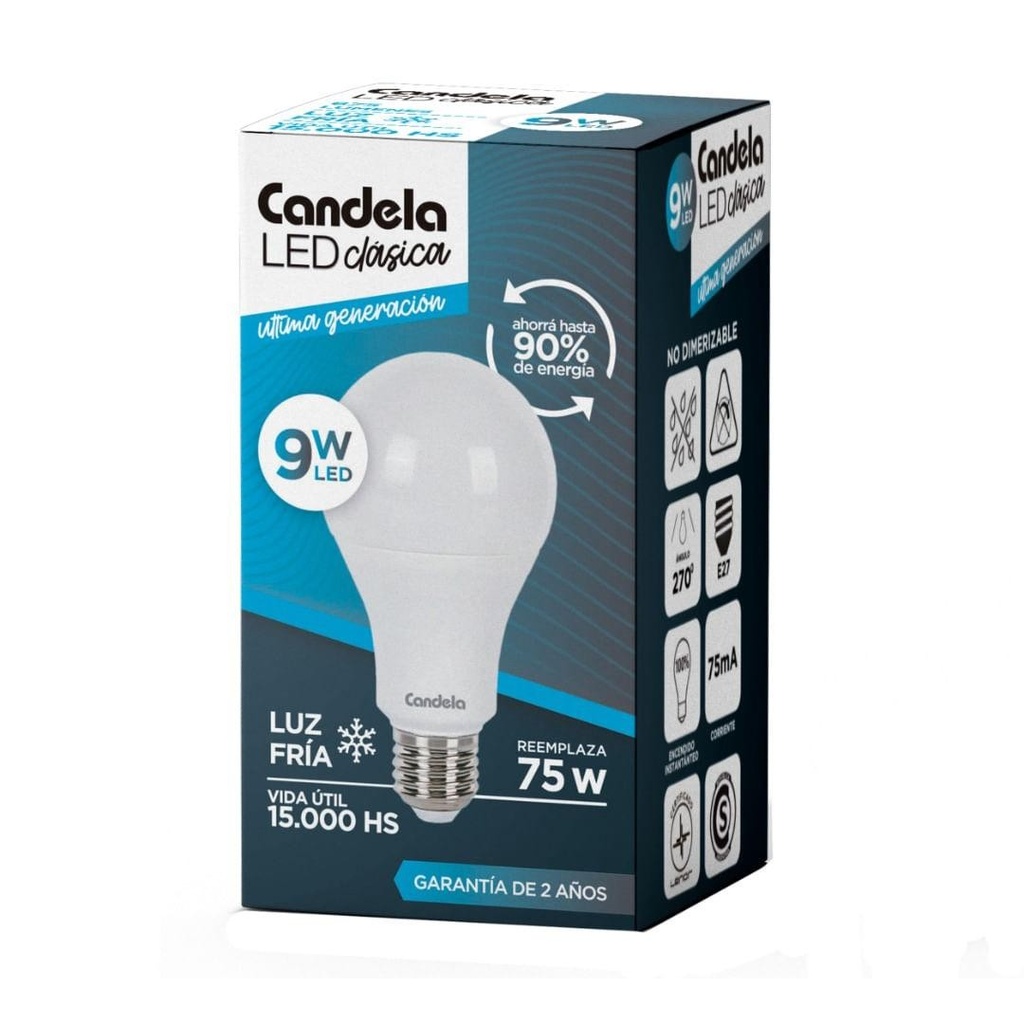 Lampara Led Candela 9W Fria  x 5u