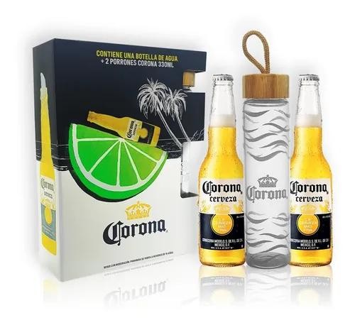 Merchandising Corona Botella De Vidrio + 2Porrones  x 1u
