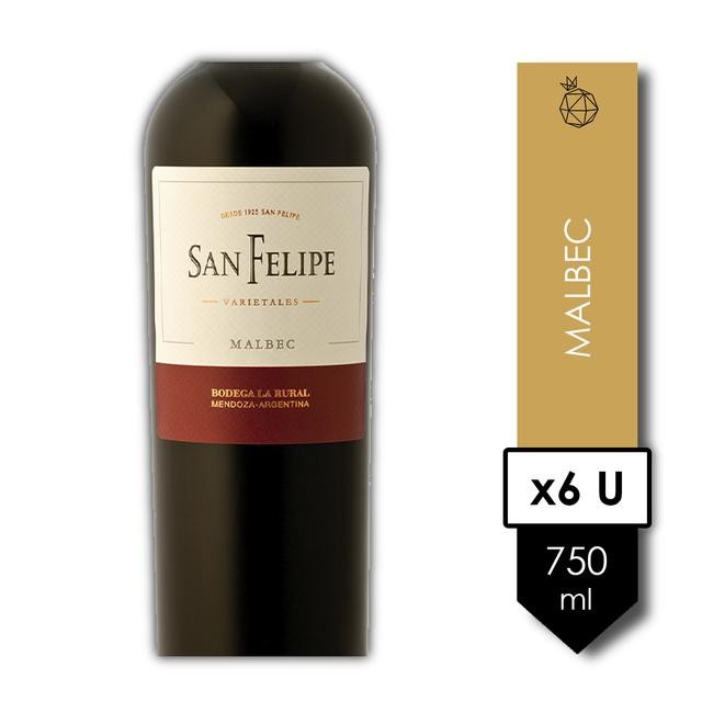 Vino San Felipe Malbec 750ml x 6u