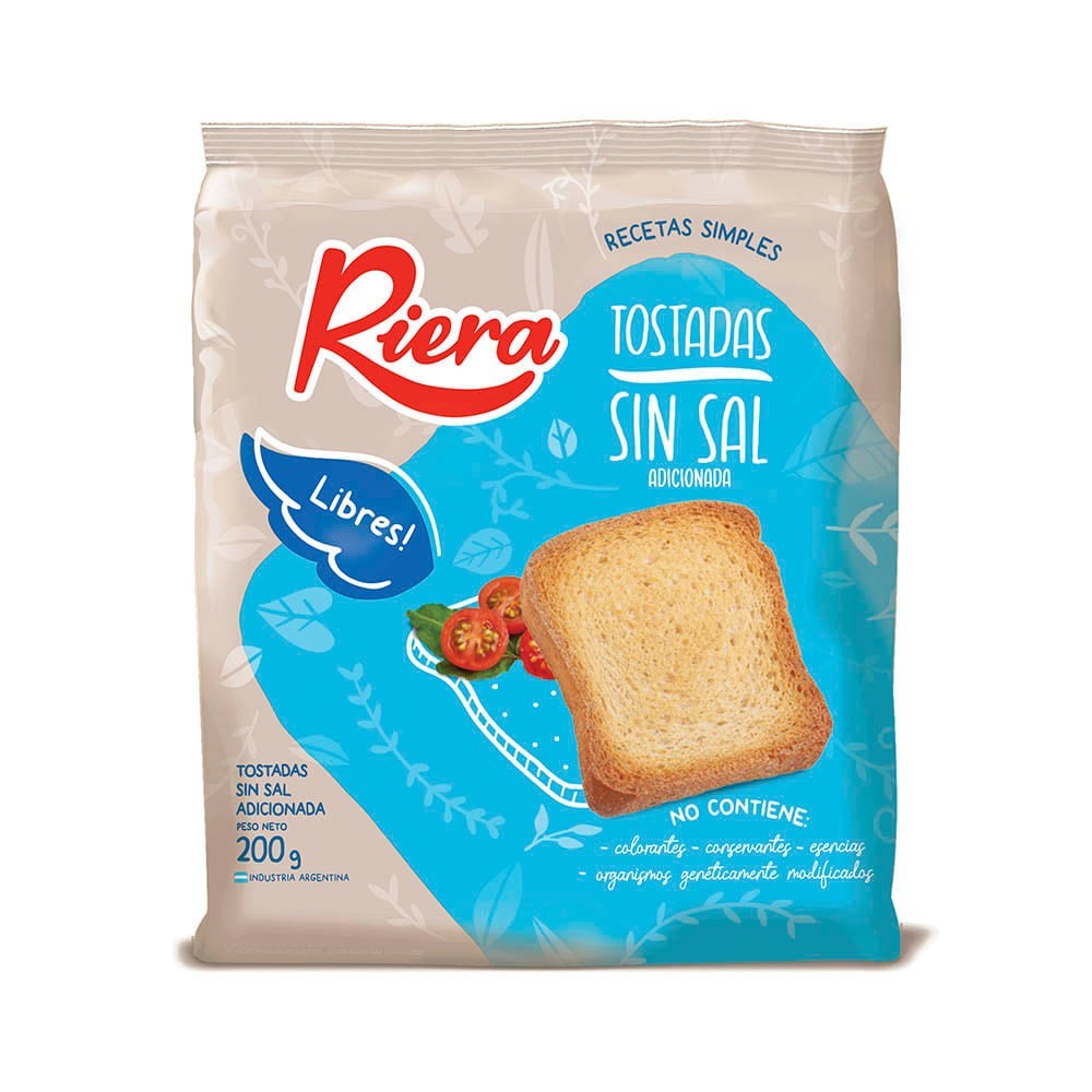 Tostadas Sin Sal Riera 200gr x 18u