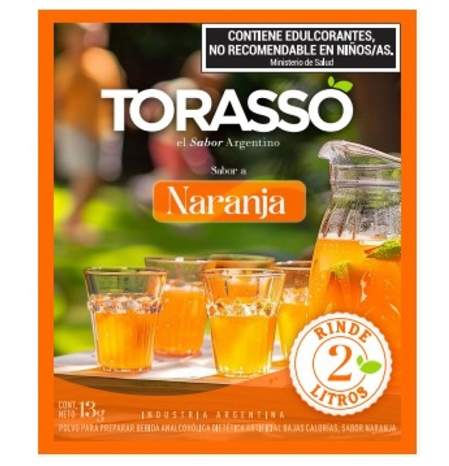 Jugos en Polvo Torasso Sabor Naranja Rinde 2L 13gr x 24u
