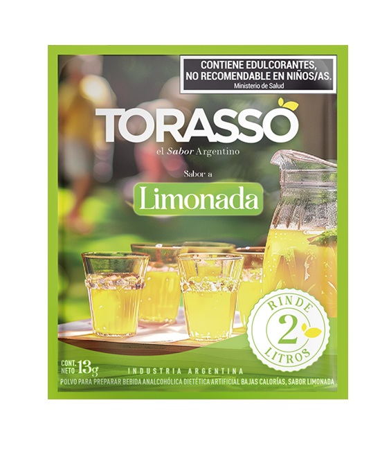 Jugos en Polvo Torasso Sabor Limonada Rinde 2L 13gr x 24u