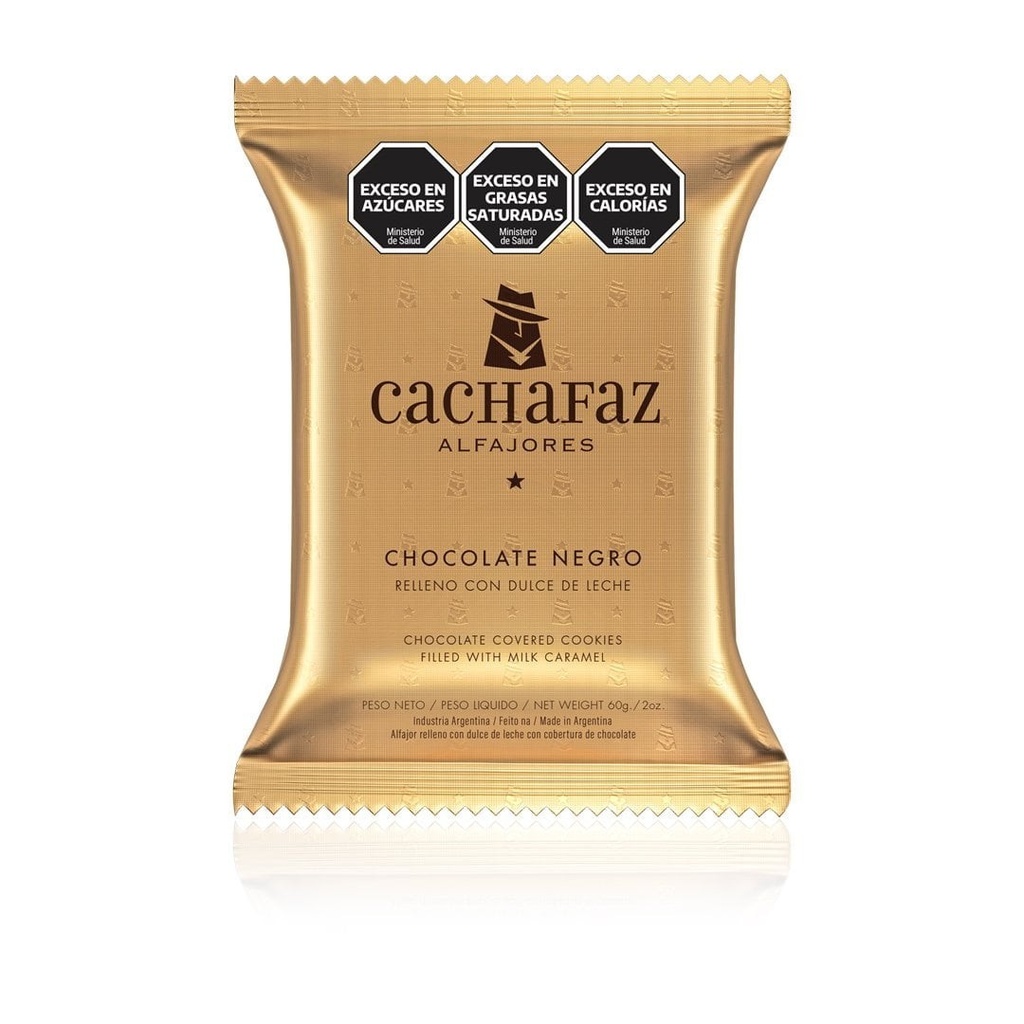 Alfajor Cachafaz Chocolate Negro  60gr x 12u