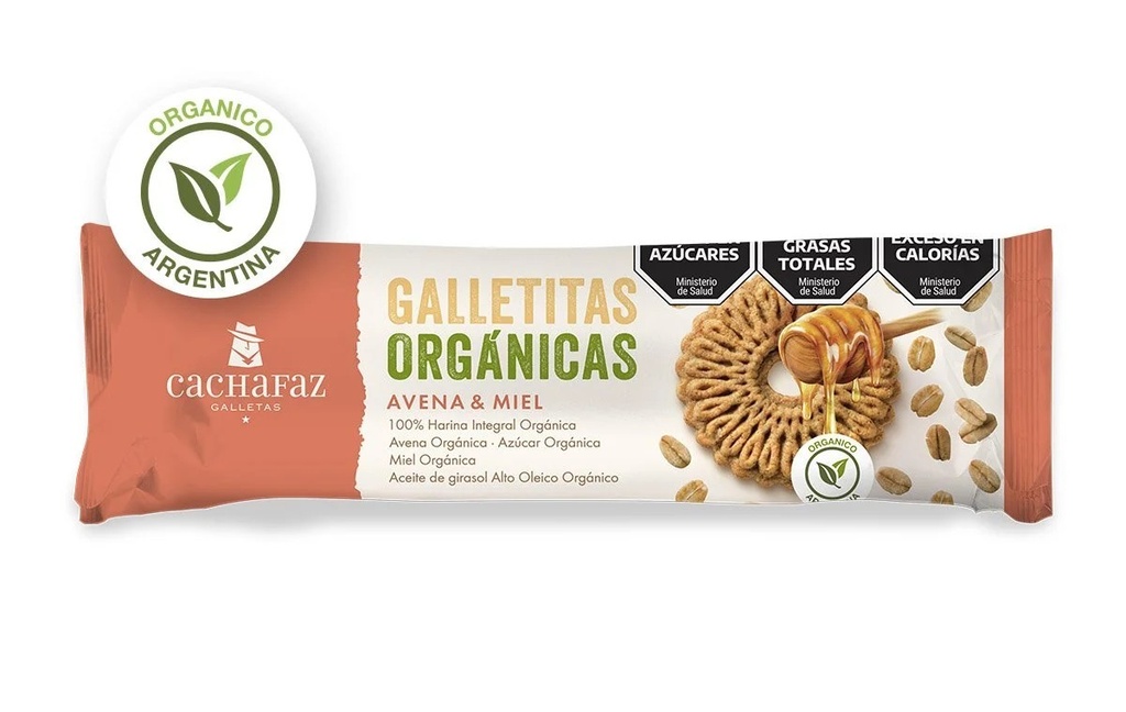 Galletitas Cachafaz Organicas Avena Y Miel  225gr x 21u