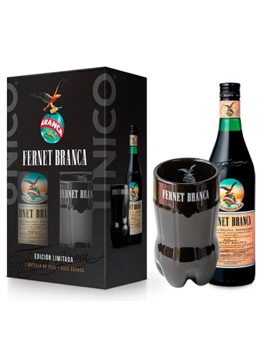 Fernet Branca 750ml Gift Pack: Vaso Ceramica 500cc  x 6u