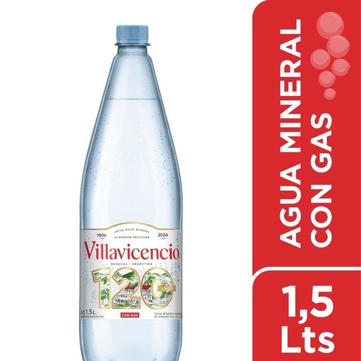 [101023] Agua Villavicencio Con Gas 1,5l x 6u