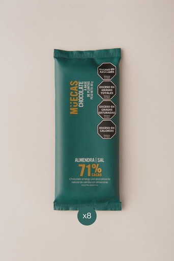 [211008] Chocolate 71% Con Almendras Y Sal Marina Muecas Display x8u  x 1u