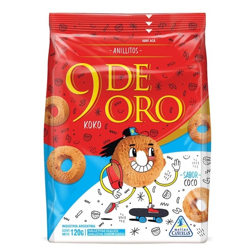 [217080] 9 De Oro Galletitas Dulces Sabor Coco  x 16u