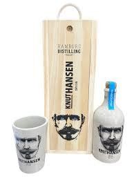 [114043] Gin Knut Hansen+1 Vaso + Caja De Madera  x 1u