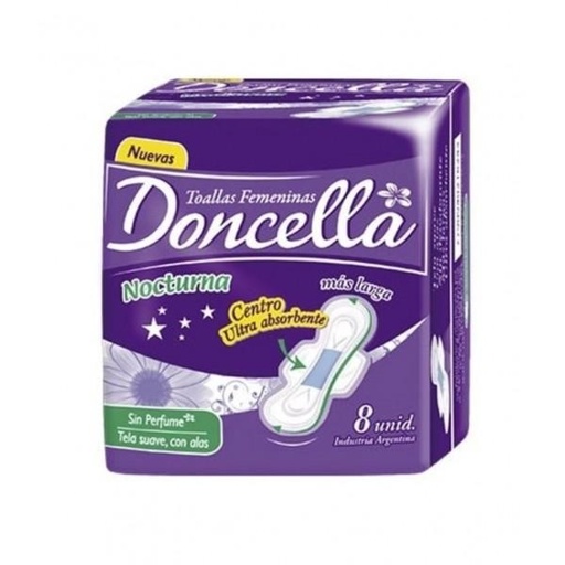 [301043] Toallas Femenina Pocket Nocturnas Suave Doncella Display X8U Caja De 50 Displays  x 50u