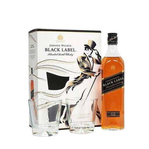 [129001] Whisky Jw Black Estcuhe + 2 Vasos  x 1u