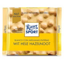 [211033] Ritter Blanco con Avellanas  100gr x 10u