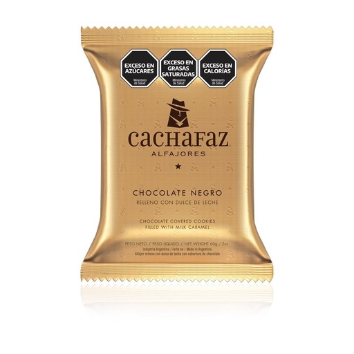 [202039] Alfajor Cachafaz Chocolate Negro  60gr x 12u