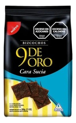 [217166] Bizcocho 9 de Oro Cara Sucia  200gr x 20u